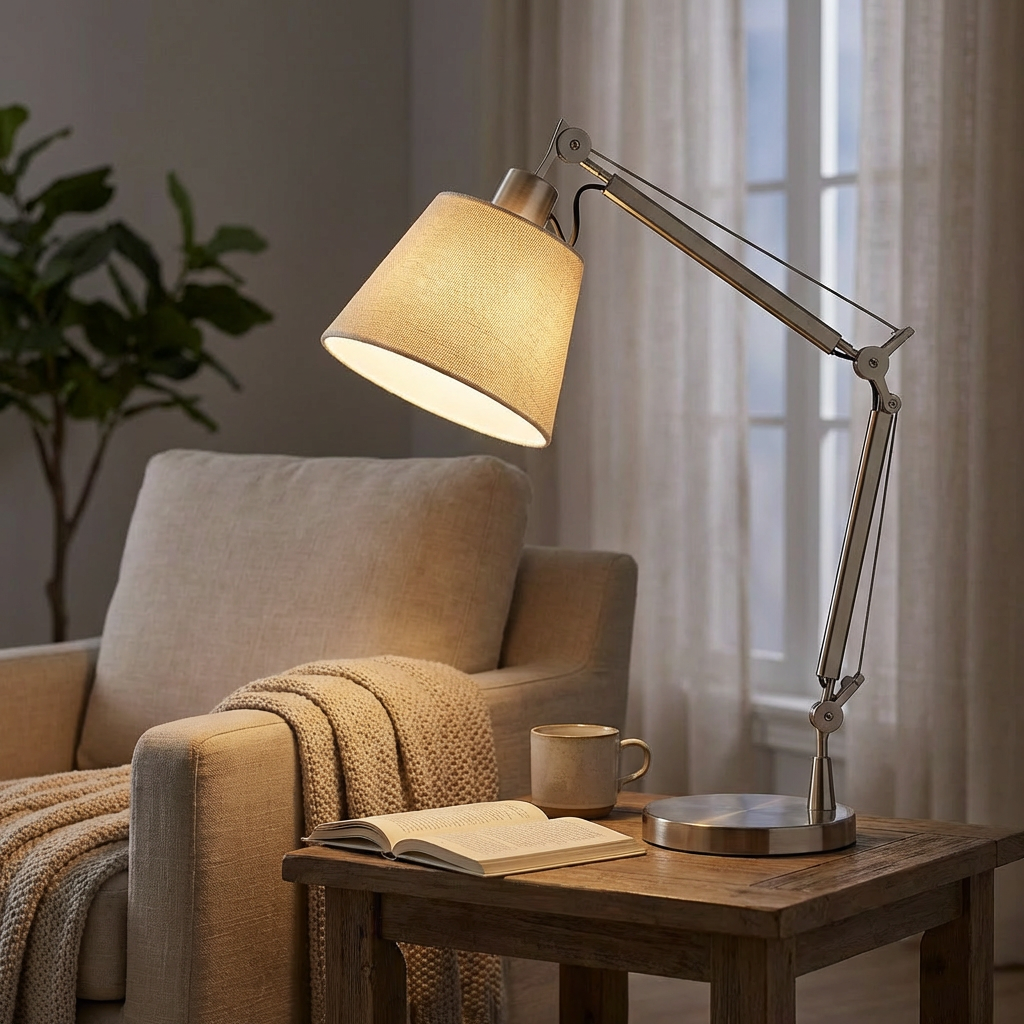 Adjustable Table Lamp With Articulated Arm For Living Rooms | Arc