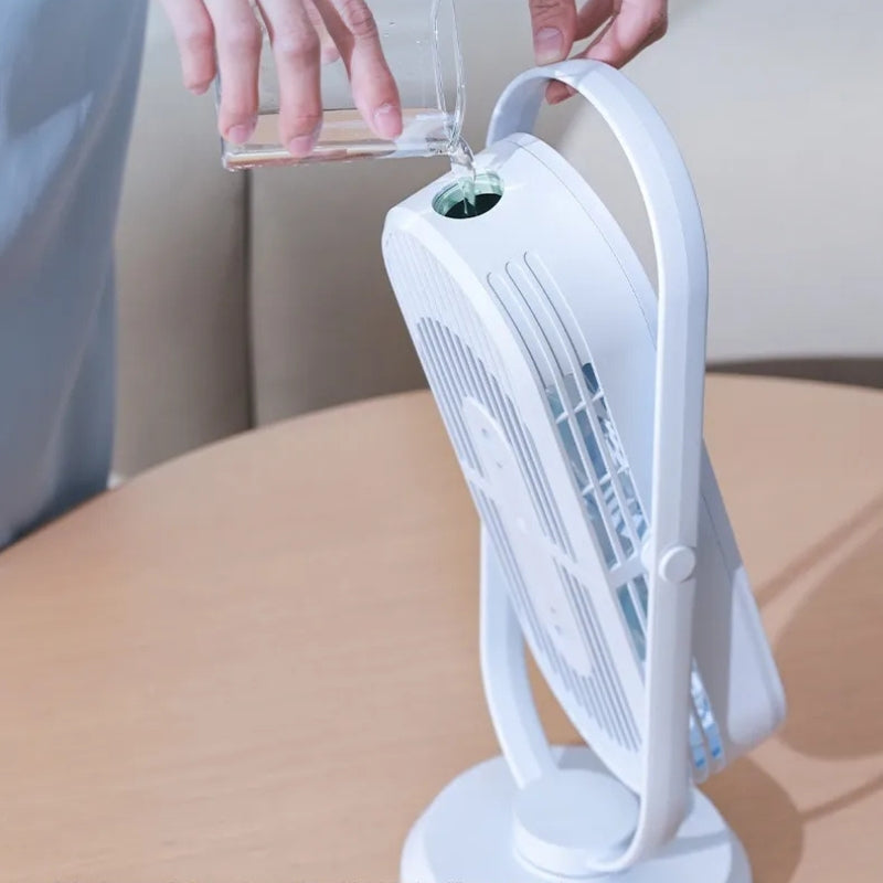 Humidifier Tower Fan with Water Tank for Desk | 2-in-1