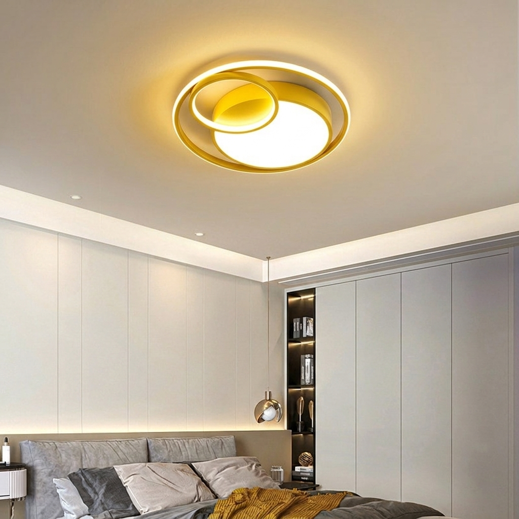 Interlocking Ring LED Ceiling Light for Bedroom | Modern