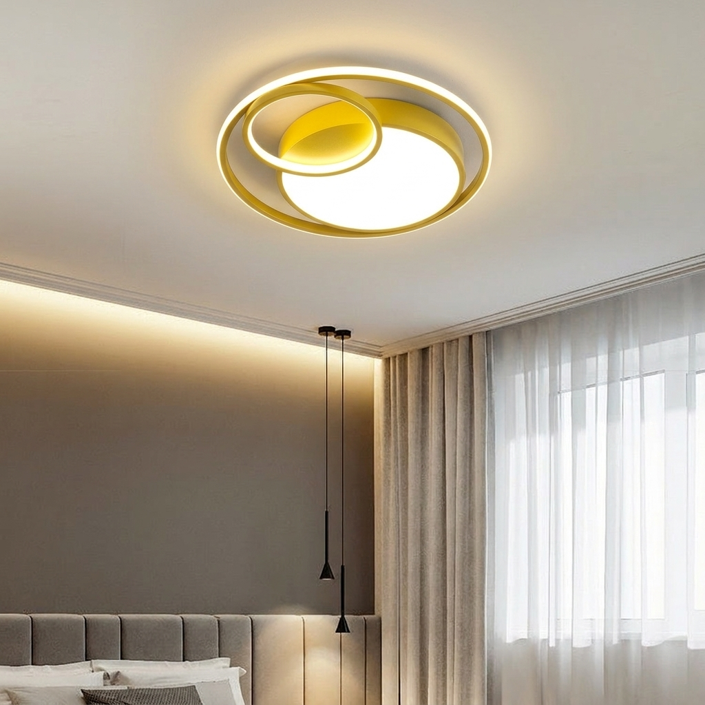 Interlocking Ring LED Ceiling Light for Bedroom | Modern