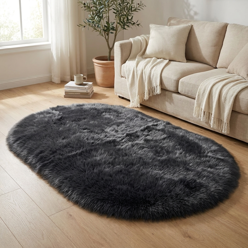 Large Non-Slip Rugs for Bedroom and Living Room | Oval