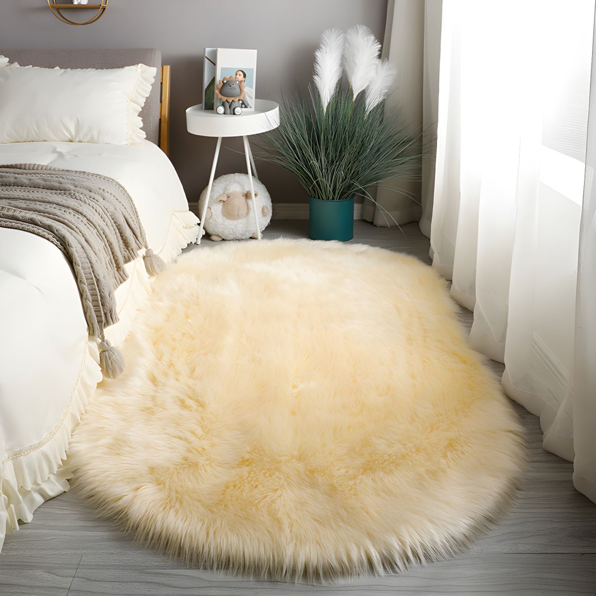 Large Non-Slip Rugs for Bedroom and Living Room | Oval