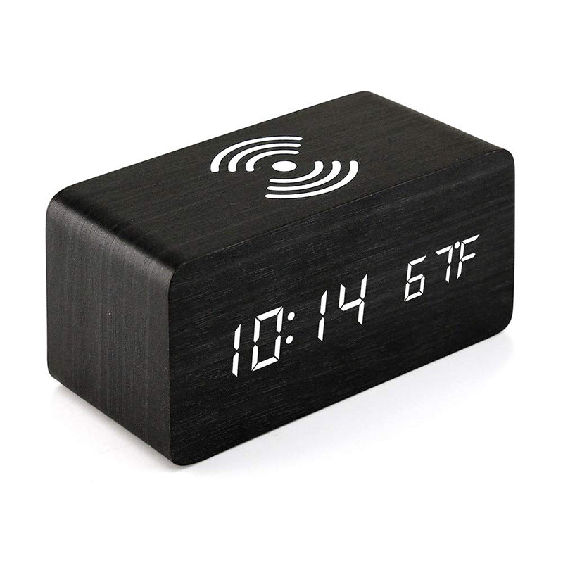 LED Digital Alarm Clock with Temperature Display | Wireless Charger