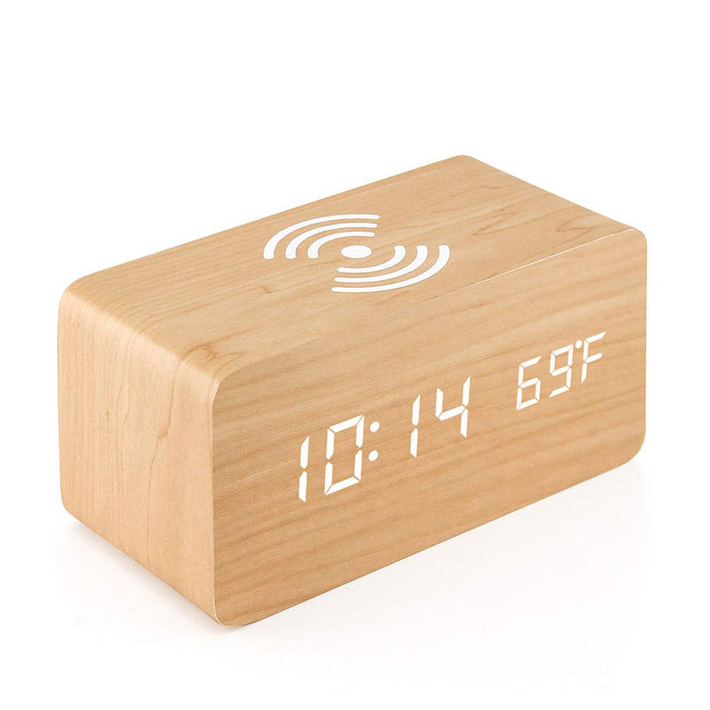 LED Digital Alarm Clock with Temperature Display | Wireless Charger
