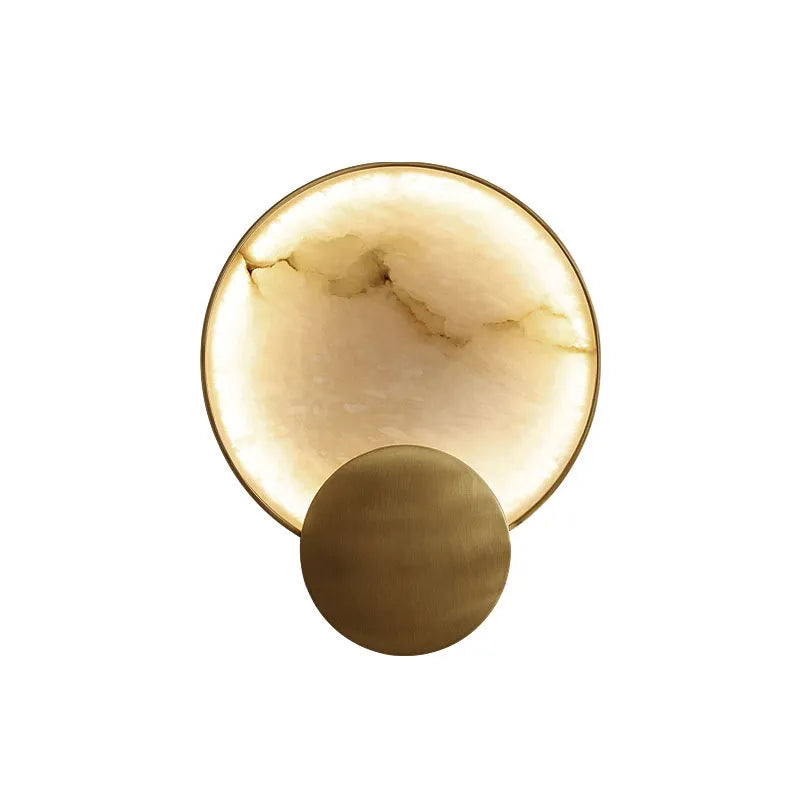 Marble Effect Round LED Wall Light for Bedroom | Modern