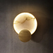 Marble Effect Round LED Wall Light for Bedroom | Modern