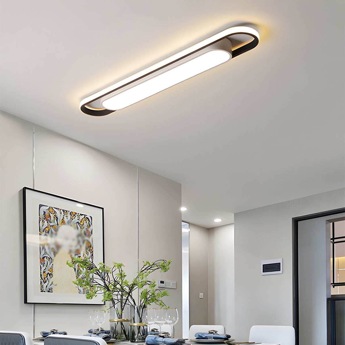 Oblong LED Bar Ceiling Light for Dining Room | Flush Mount