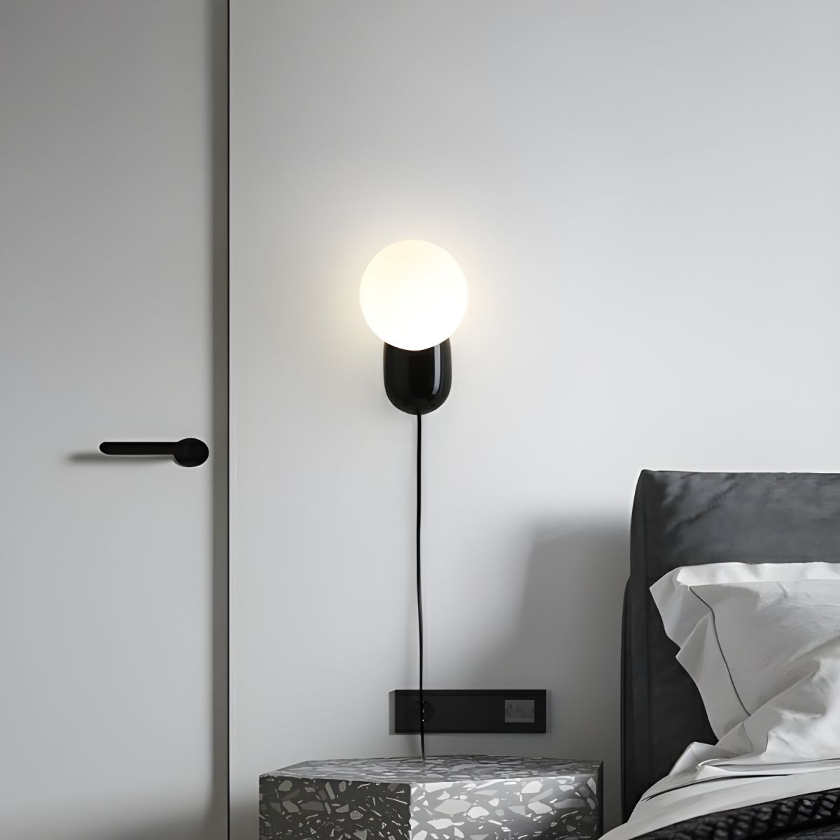Plug In Globe Wall Light for Bedroom | Bedside