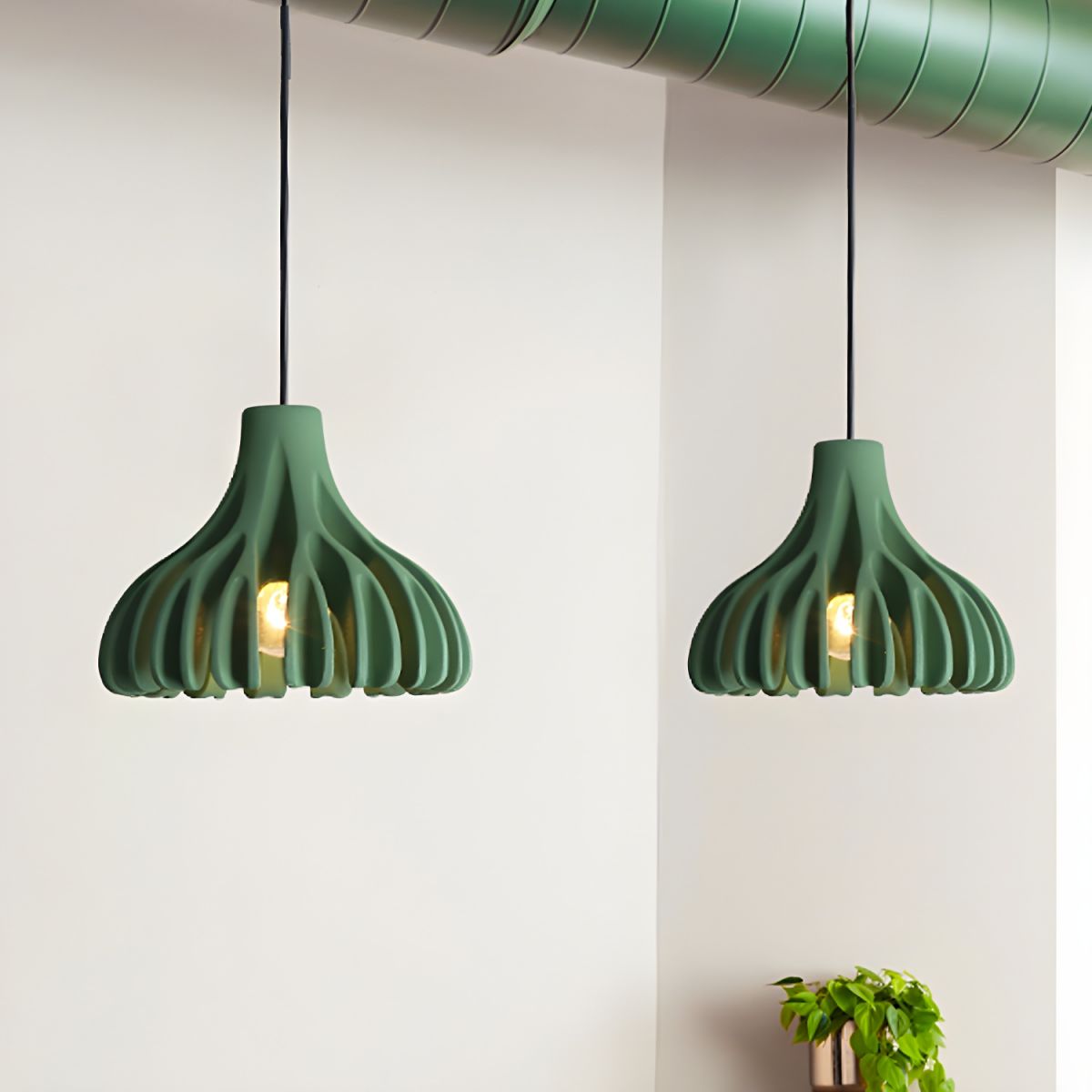 Ribbed Tulip Hanging Pendant Light for Living Room | Nordic