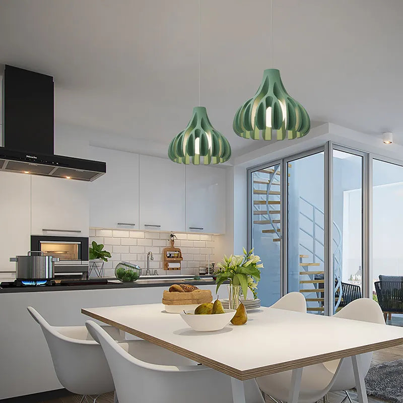 Ribbed Tulip Hanging Pendant Light for Living Room | Nordic