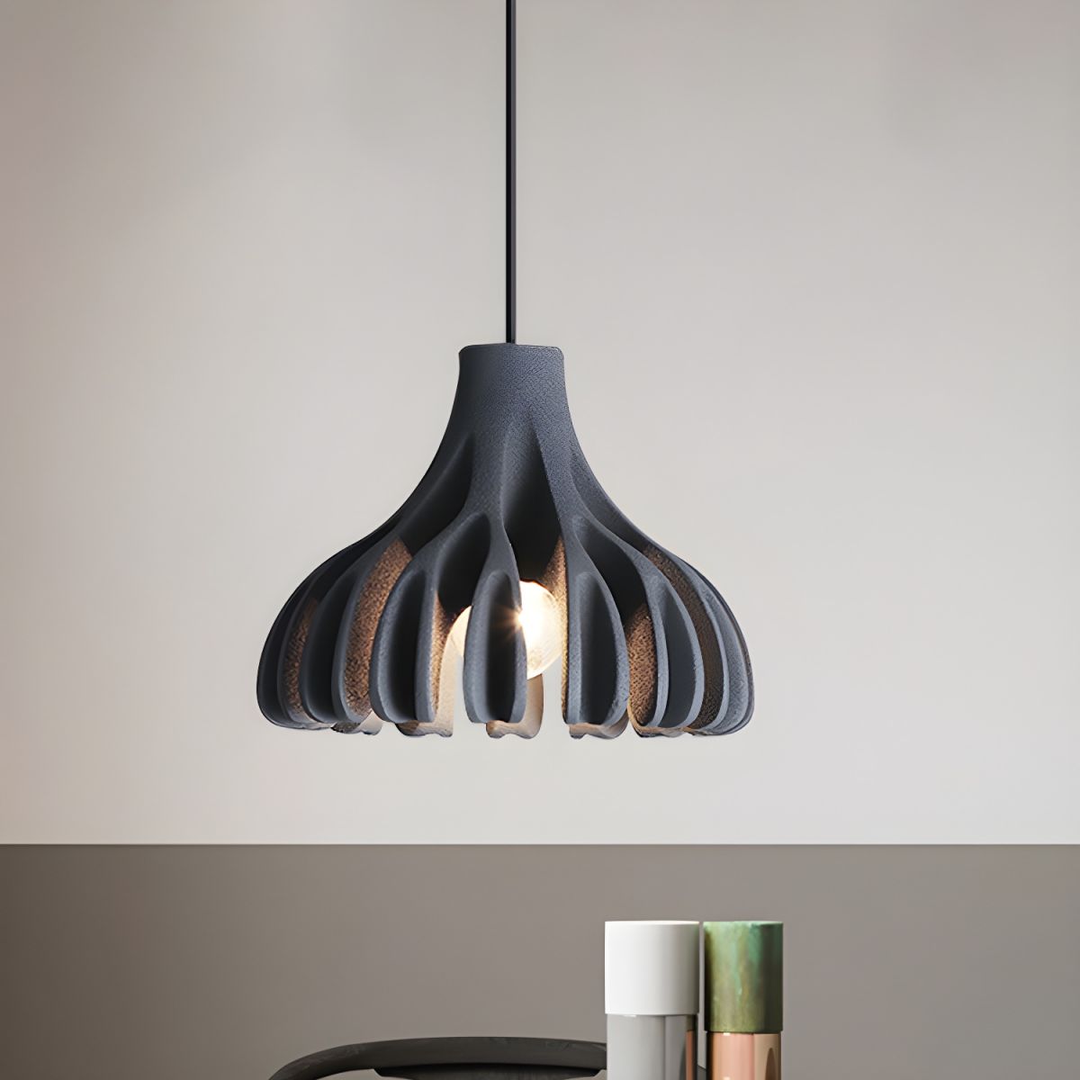 Ribbed Tulip Hanging Pendant Light for Living Room | Nordic