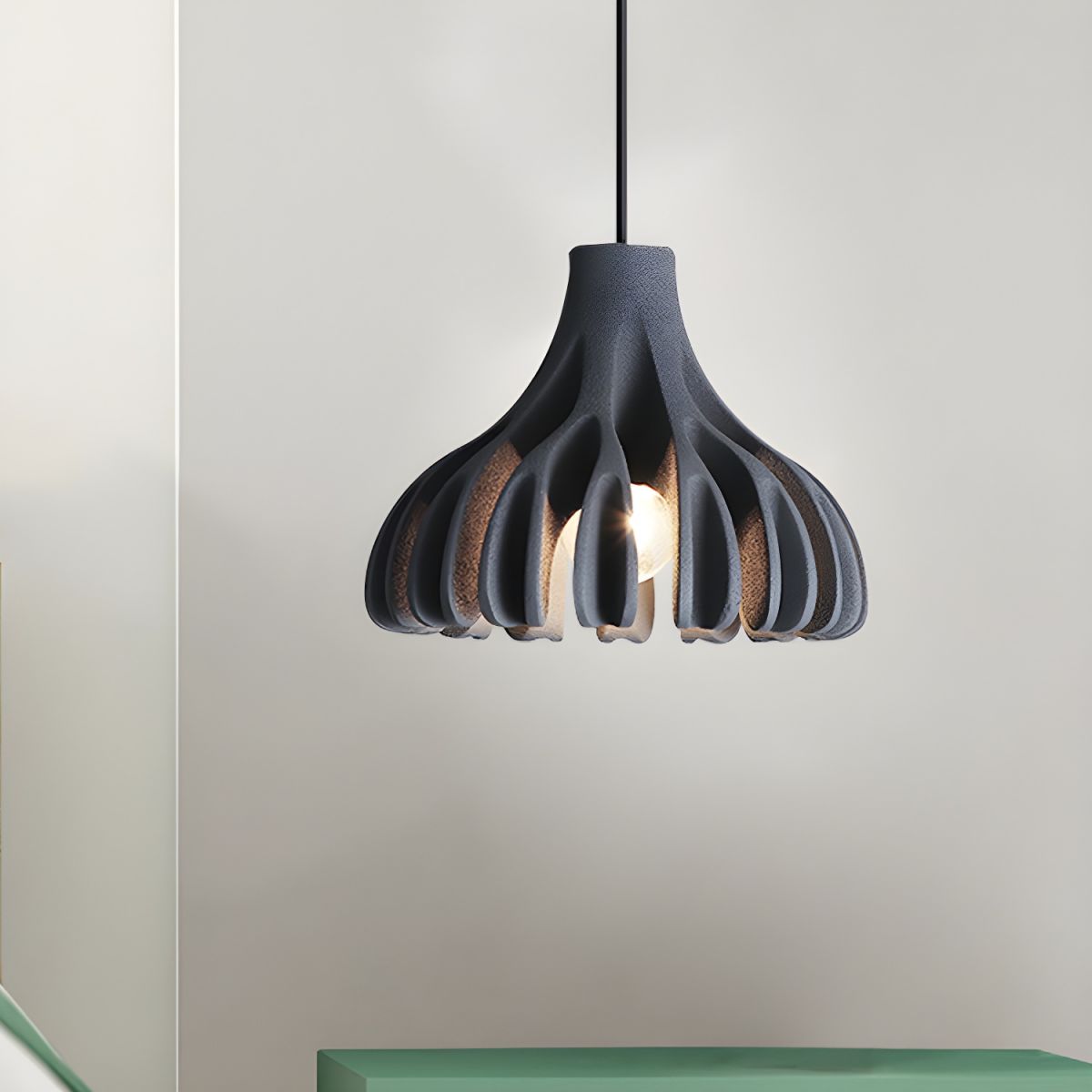 Ribbed Tulip Hanging Pendant Light for Living Room | Nordic