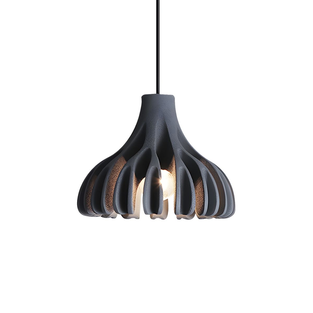 Ribbed Tulip Hanging Pendant Light for Living Room | Nordic