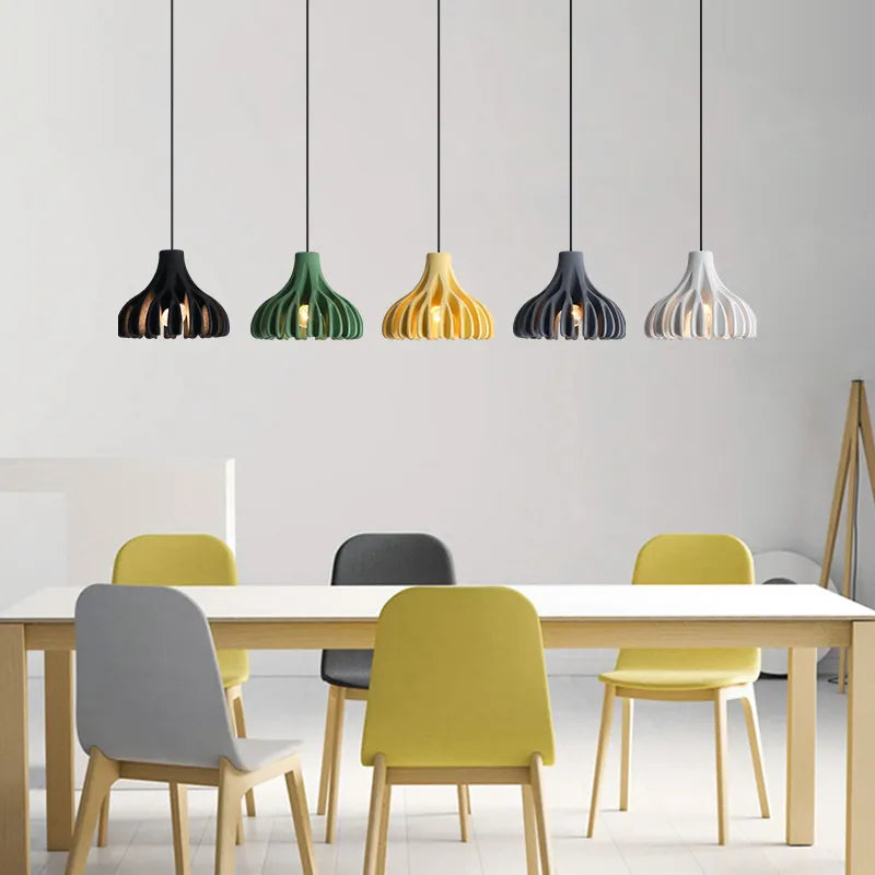 Ribbed Tulip Hanging Pendant Light for Living Room | Nordic