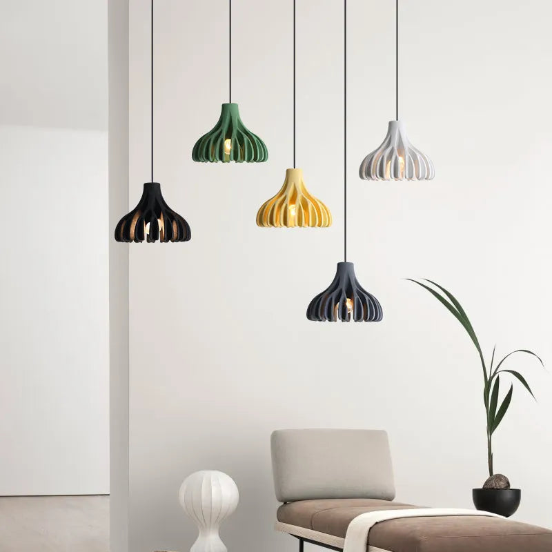 Ribbed Tulip Hanging Pendant Light for Living Room | Nordic