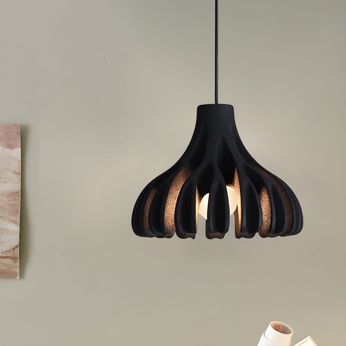 Ribbed Tulip Hanging Pendant Light for Living Room | Nordic