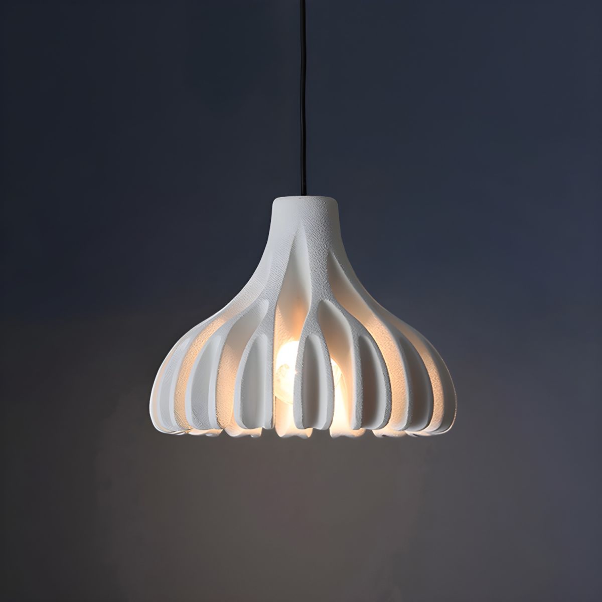Ribbed Tulip Hanging Pendant Light for Living Room | Nordic