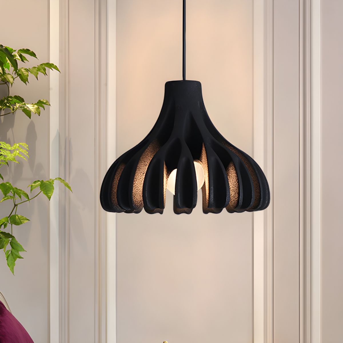 Ribbed Tulip Hanging Pendant Light for Living Room | Nordic