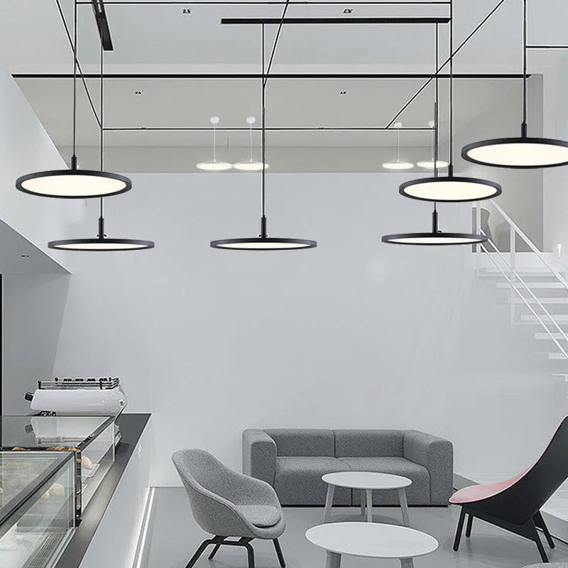 Round LED Panel Hanging Pendant Light for Dining Room | Slim