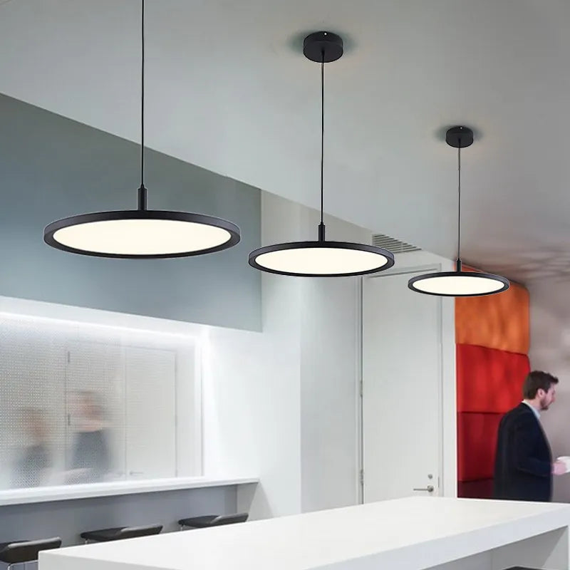 Round LED Panel Hanging Pendant Light for Dining Room | Slim