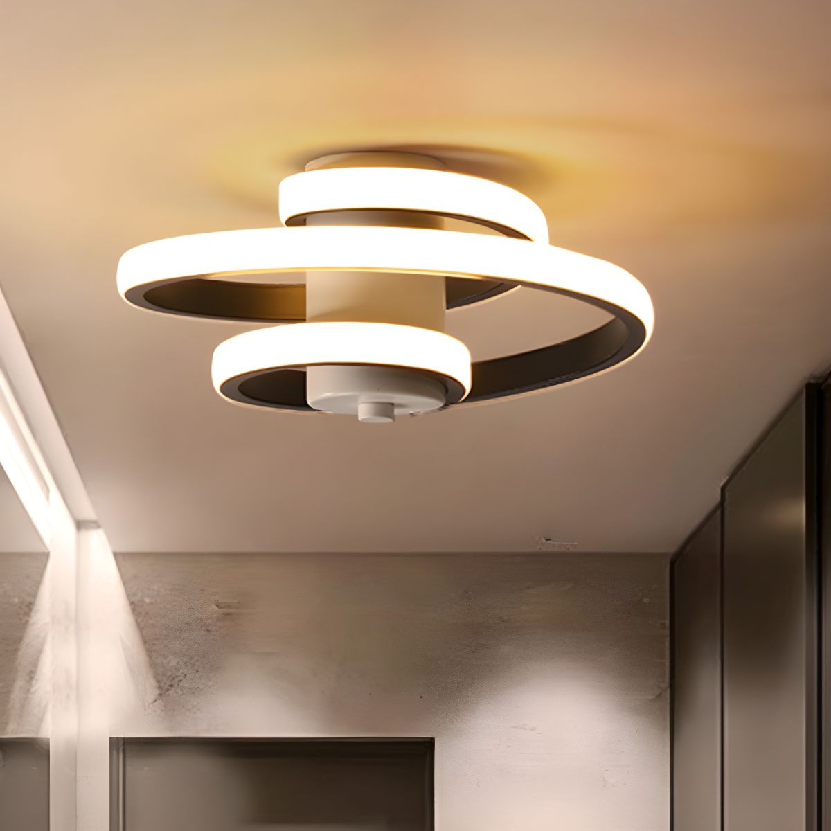 Spiral Ring LED Flush Mount Ceiling Light for Hallway | Modern