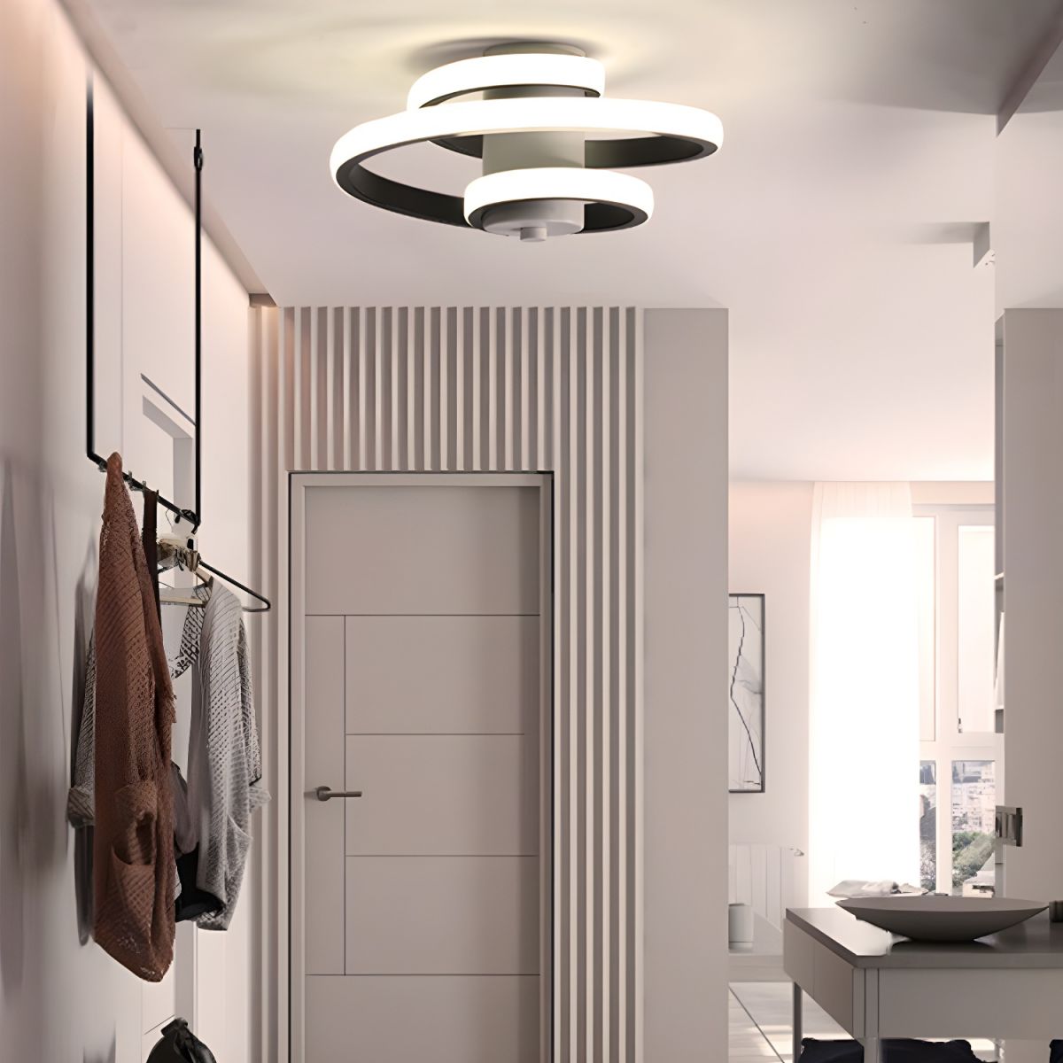 Spiral Ring LED Flush Mount Ceiling Light for Hallway | Modern