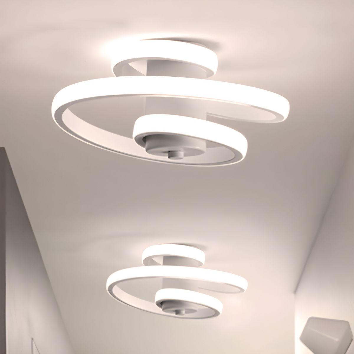 Spiral Ring LED Flush Mount Ceiling Light for Hallway | Modern