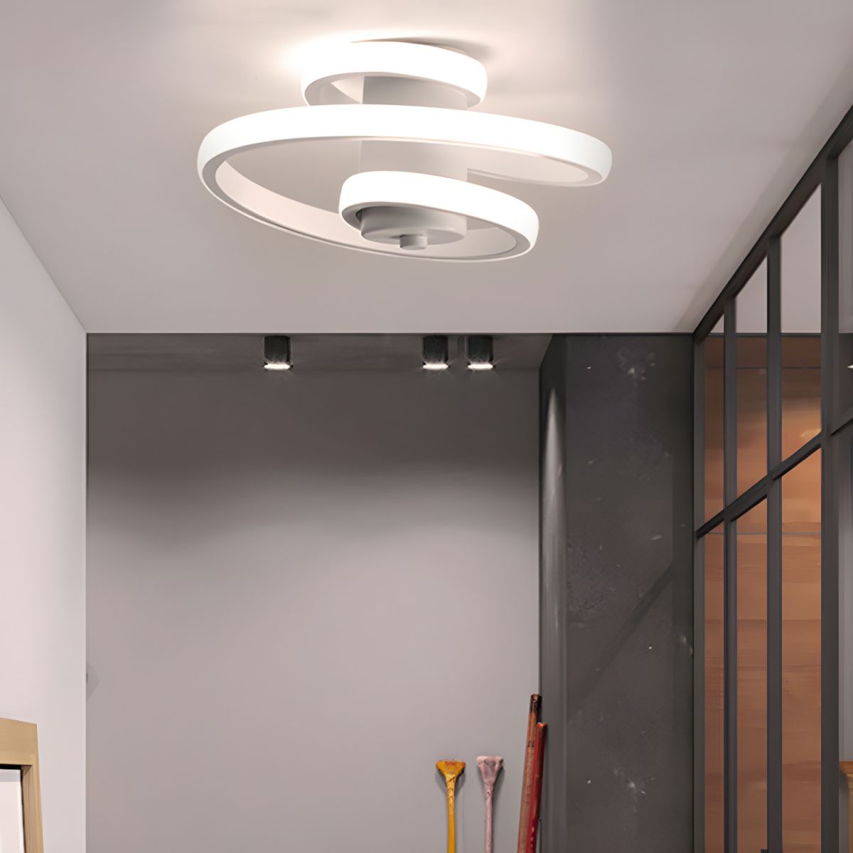 Spiral Ring LED Flush Mount Ceiling Light for Hallway | Modern
