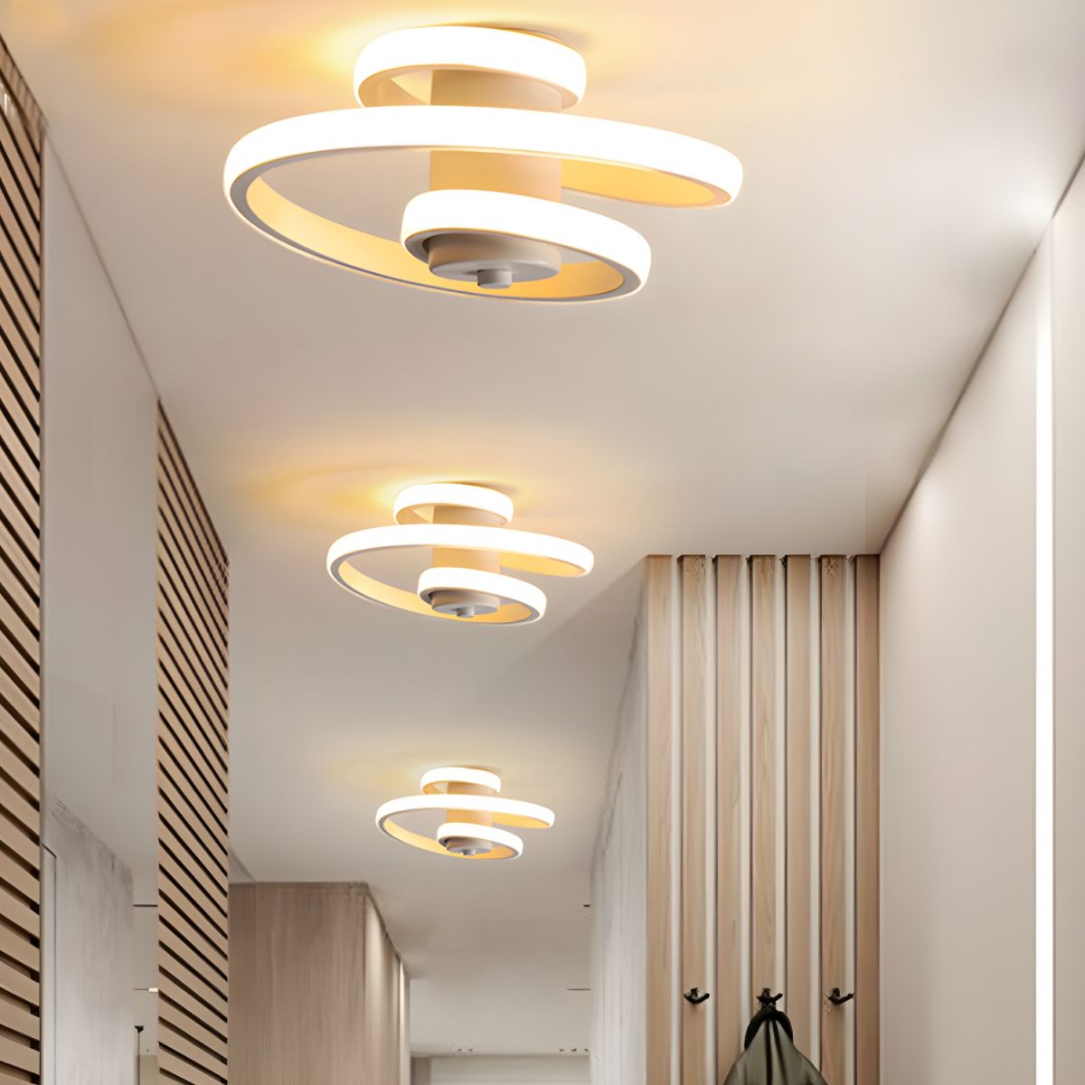 Spiral Ring LED Flush Mount Ceiling Light for Hallway | Modern