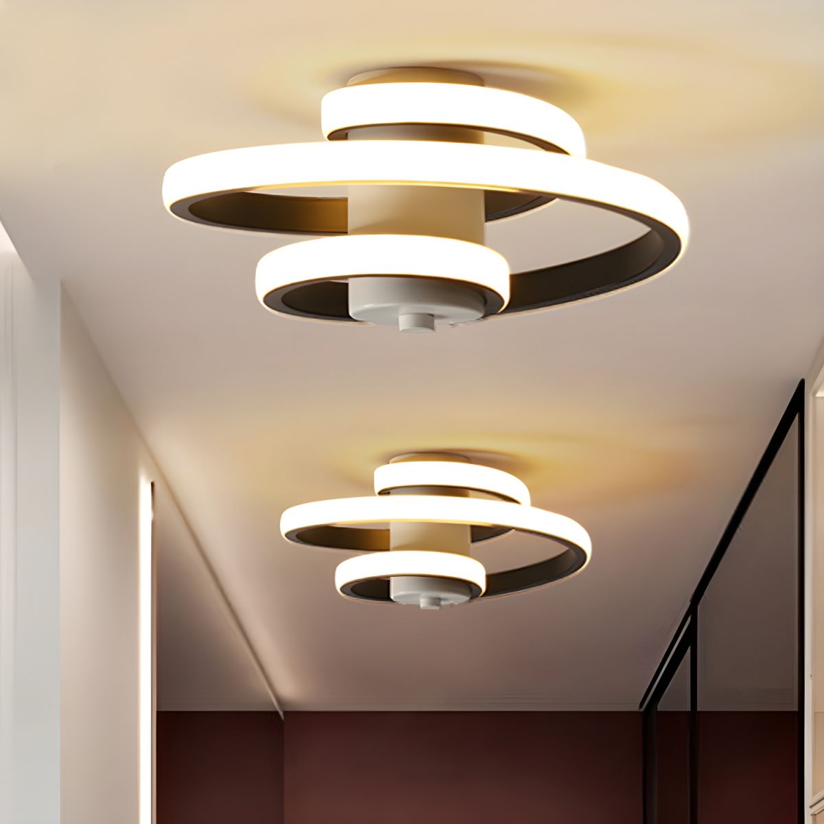 Spiral Ring LED Flush Mount Ceiling Light for Hallway | Modern