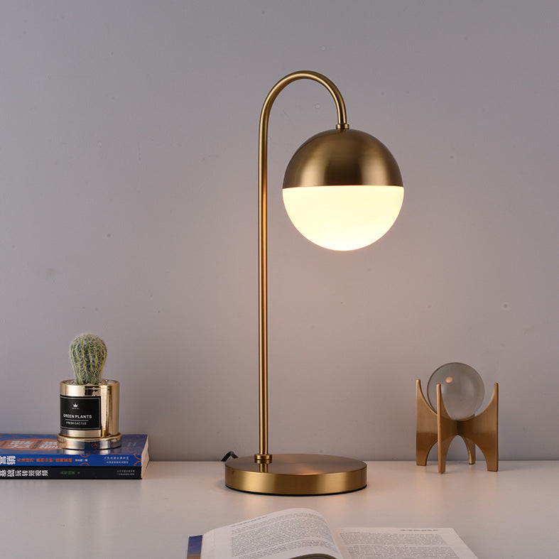 Table Lamp Globe with Curved Arm | Bedside