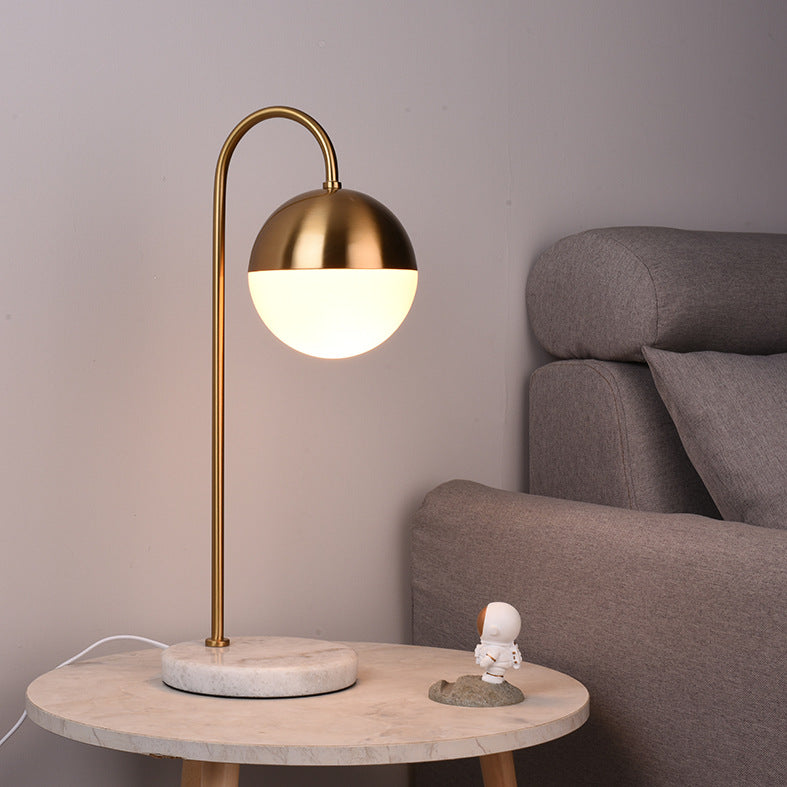 Table Lamp Globe with Curved Arm | Bedside