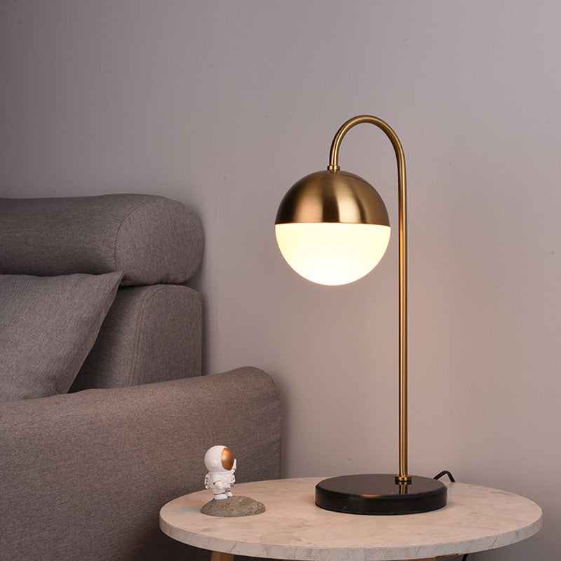 Table Lamp Globe with Curved Arm | Bedside