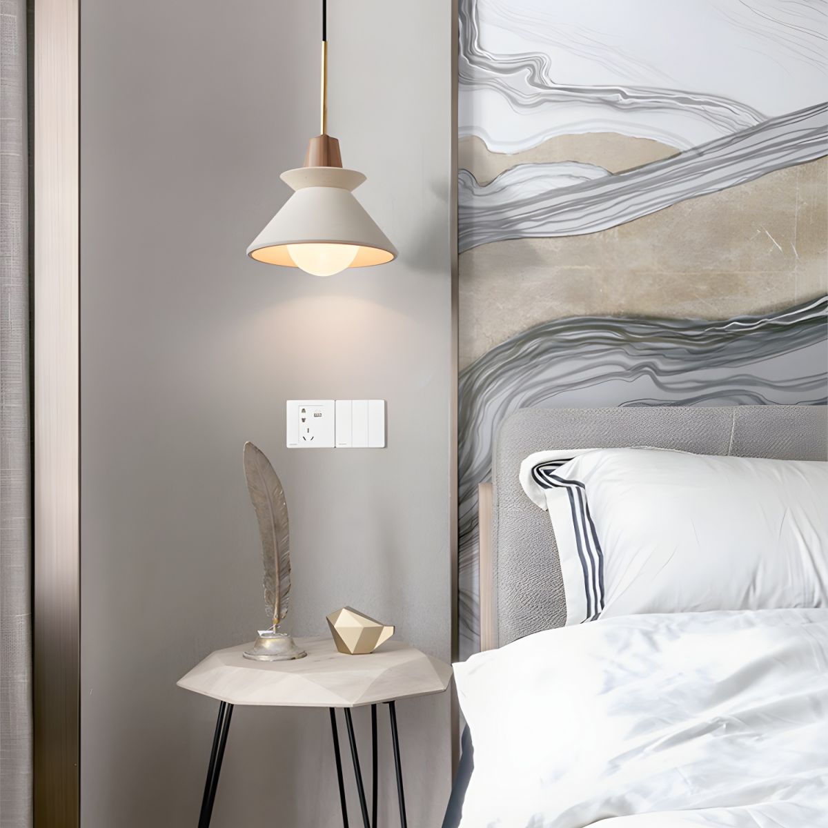 Tiered Cone Hanging Pendant Light for Bedroom | Nordic