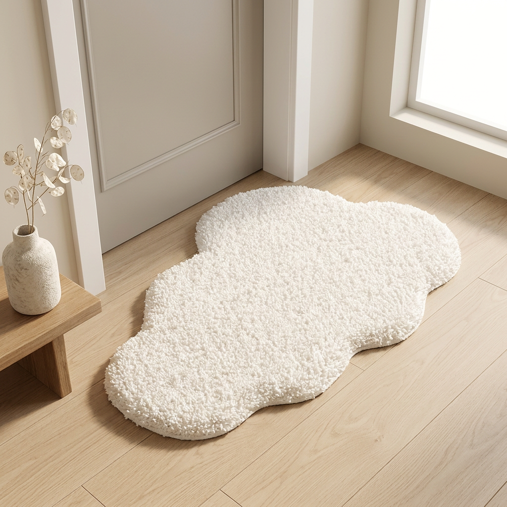 Washable Rugs Fluffy Cloud Shape | White