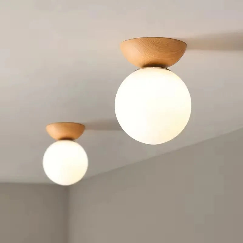 Wooden Globe Ceiling Light for Bedroom | Nordic