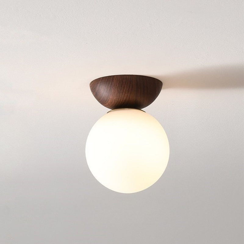 Wooden Globe Ceiling Light for Bedroom | Nordic
