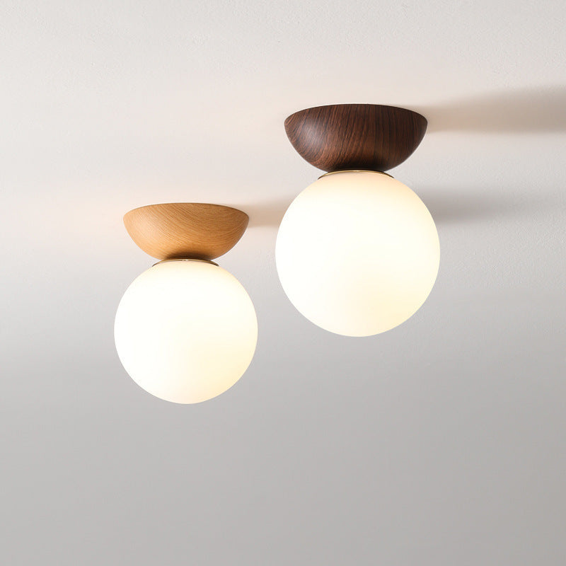 Wooden Globe Ceiling Light for Bedroom | Nordic