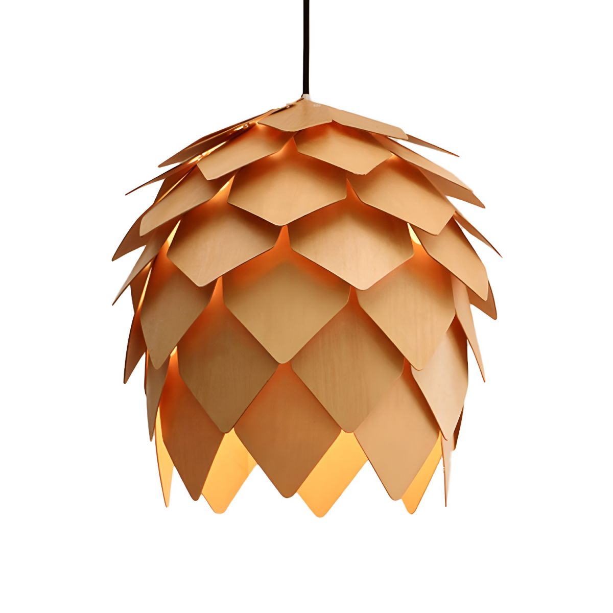 Wooden Pine Cone Design Hanging Pendant Light | Nordic