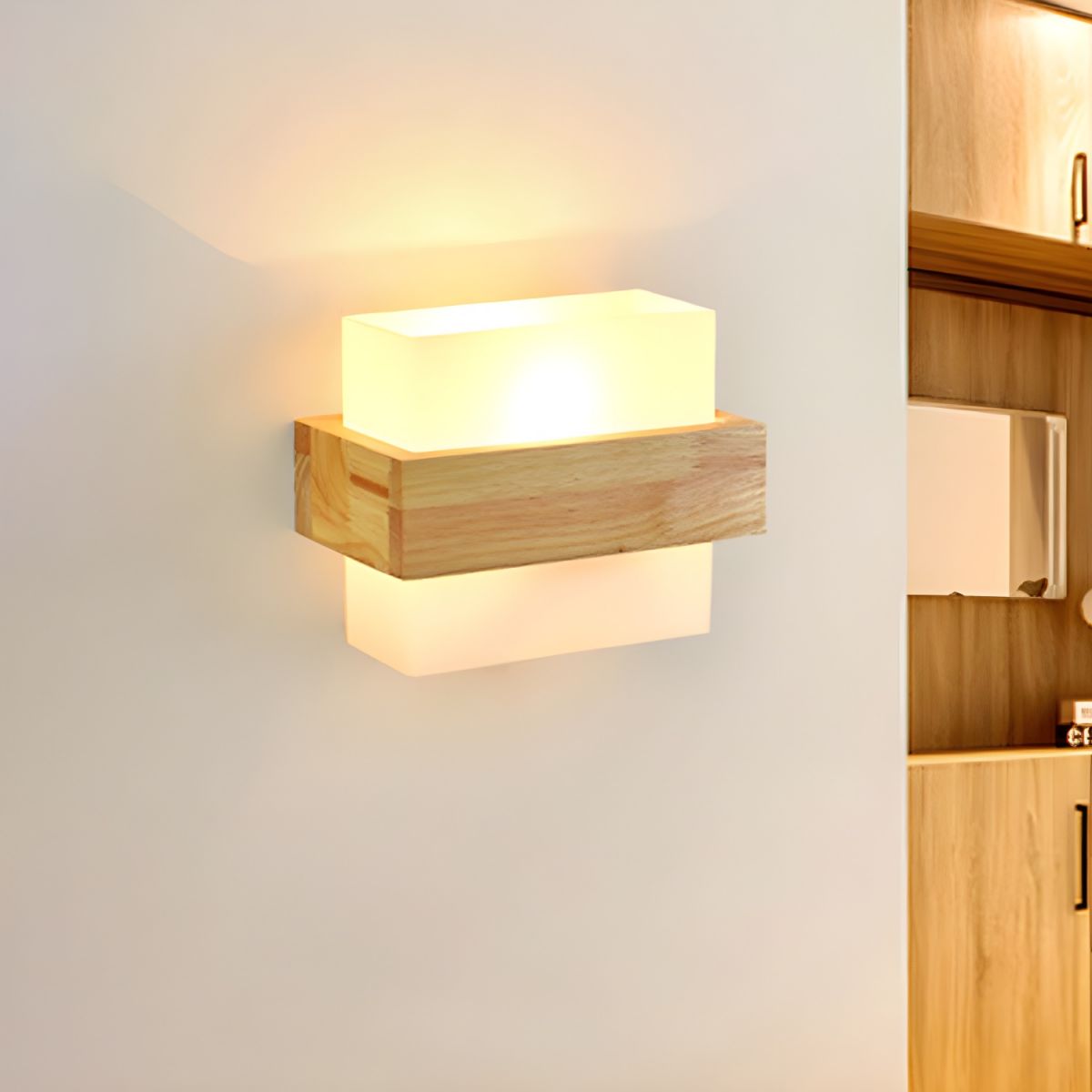 Wooden Up & Down Wall Light for Bedroom | Nordic